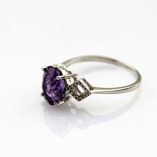 Fashion 925 Silver 7mmx9mm Oval Garnet Ring with  Cubic Zirconia(R257)