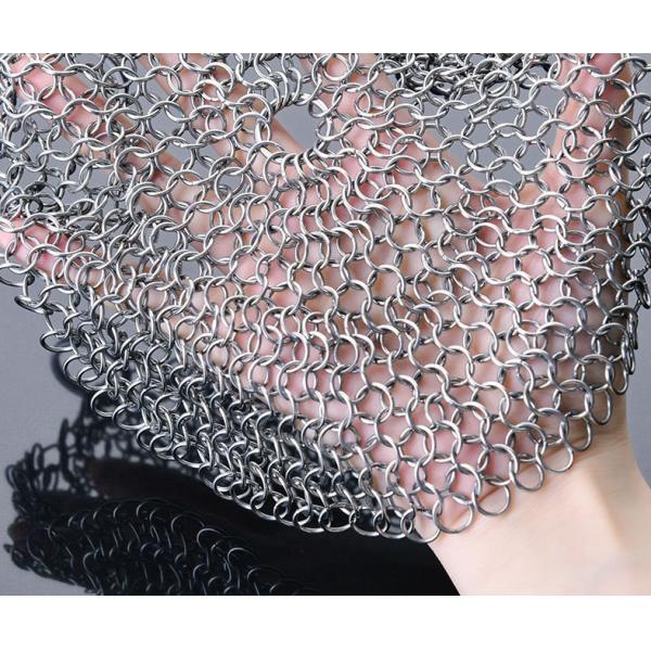 Kitchen Cleaning 1.2mm X 10mm Stainless Steel Chainmail Ring Scrubber