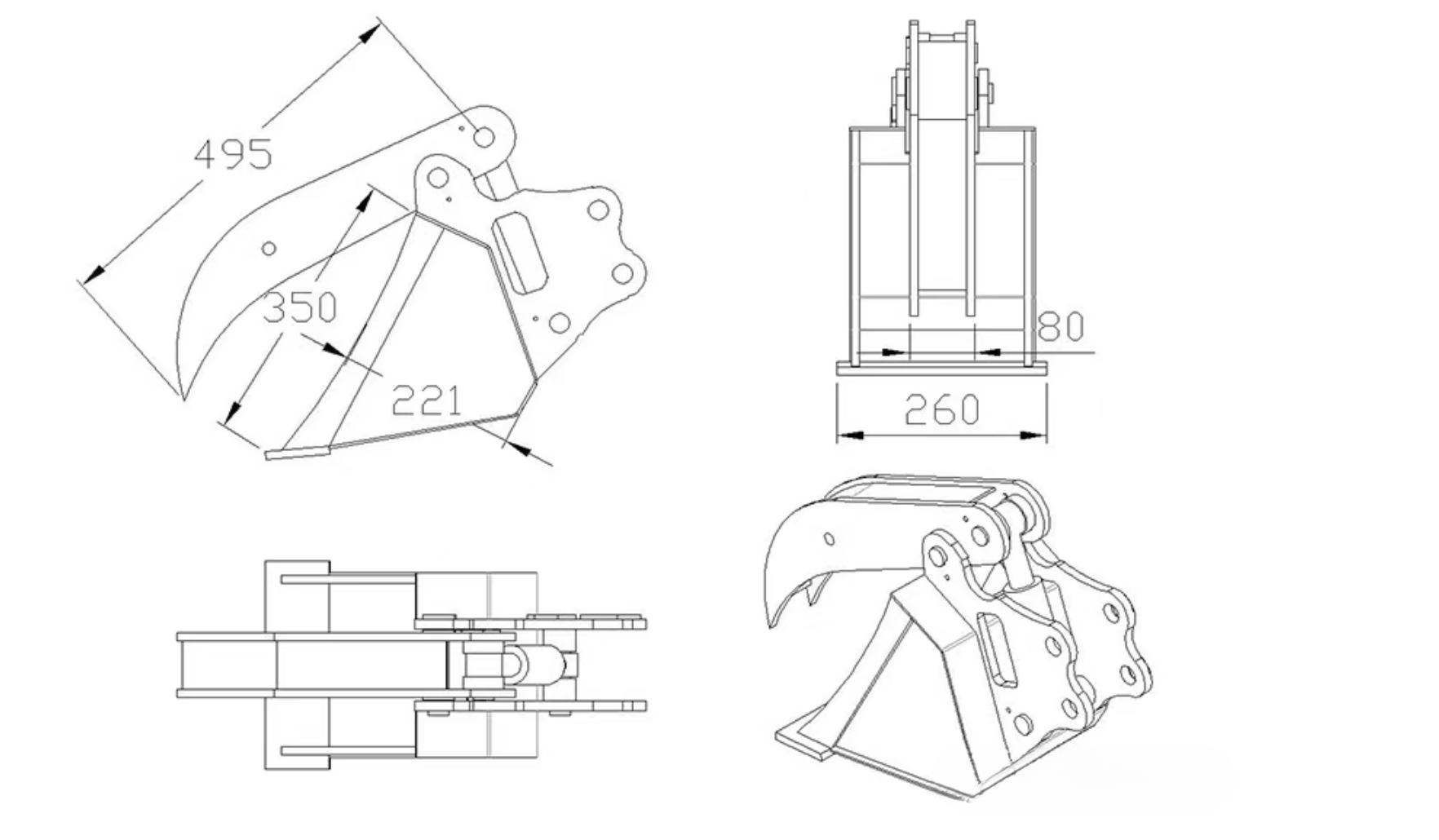Customized Multi Hydraulic Thumb Bucket For 3-8 Ton Excavator Grapple Clamping Accessory   Hydraulic Clamp Bucket