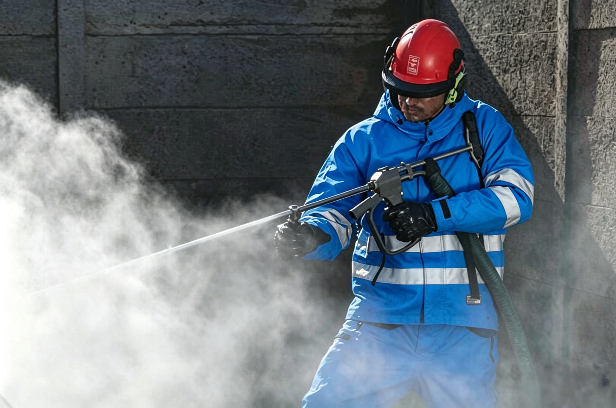 Heavy Duty Pressure Washing Suit Breathable Full Protective Clothing High Visibility