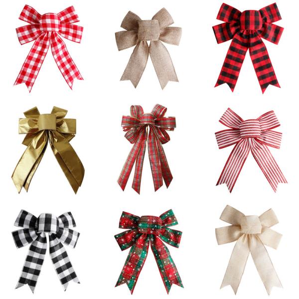 Handmade burlap ribbon bow for creating festive and beautiful Christmas wreaths
