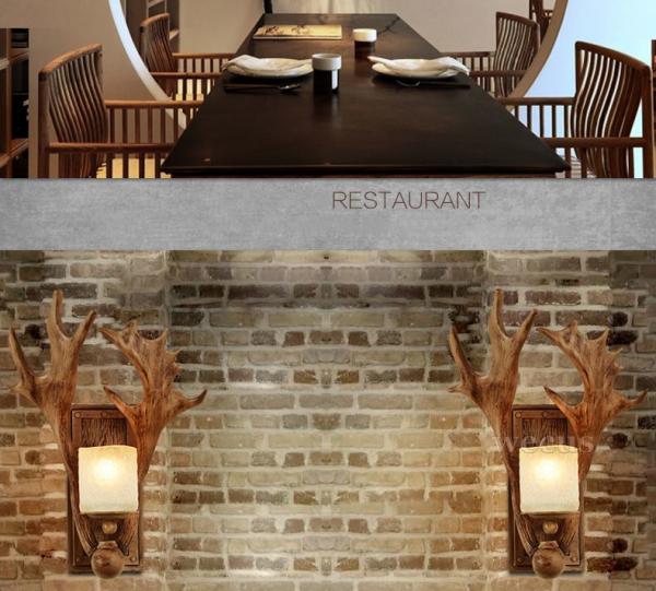 Vintage wall lamp living room bedside bedroom art wall light aisle cafe corridor hotel restaurant antler lamp (WH-VR-68