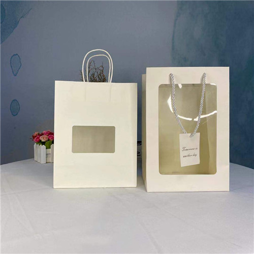 Christmas Paper Gift Bags With Clear PVC Window