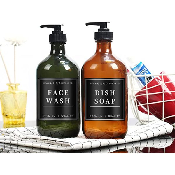 Factory Price Custom Waterproof Pump Restroom Hand Liquid Dish Soap Plastic Bottle Label Body Shower Bottle Label Sticker