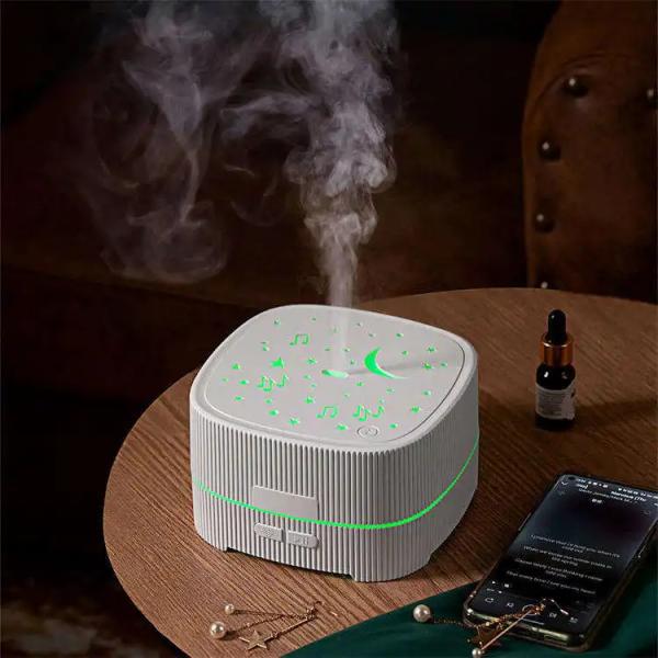 Música Bluetooth para uso doméstico Grande tanque de água Máquina de aroma Desktop Máquina de aromaterapia de estilo moderno Com luz atmosférica apagada