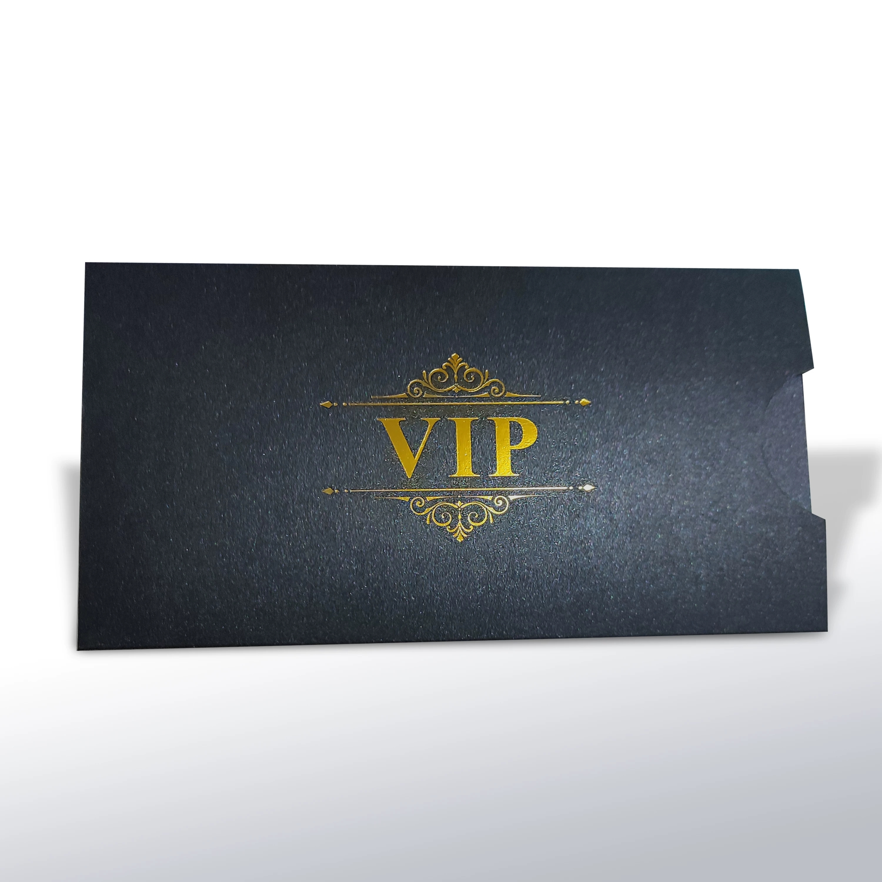 VIP Card Paper Sleeves With Gold Foil Stamping For Hotel Club