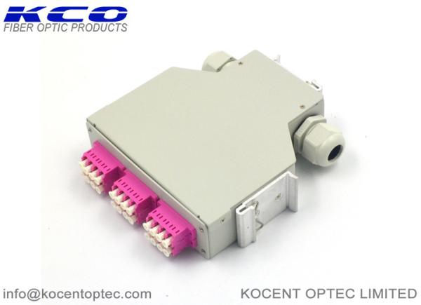 6 Port LC Quad Adapter OM4 DIN RAIL Splice Box / 24 Cores Fiber Optical Termination Box