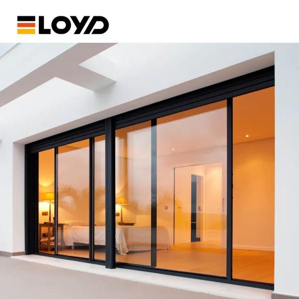 Motorized Security Sliding Burglar Door Weatherproof Glass Bronze Black