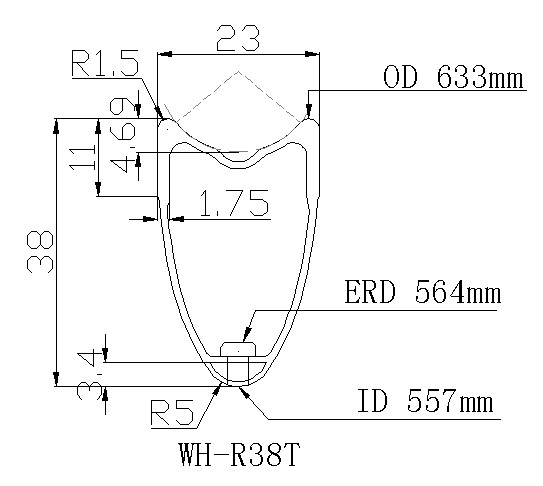 high quality carbon tubular rim 700c 38mm cycling rims ud matt road bike finish width 23mm