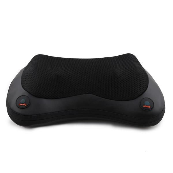 Black Color Infrared Neck Massager , Electric Neck Pillow With Springy Massage Balls