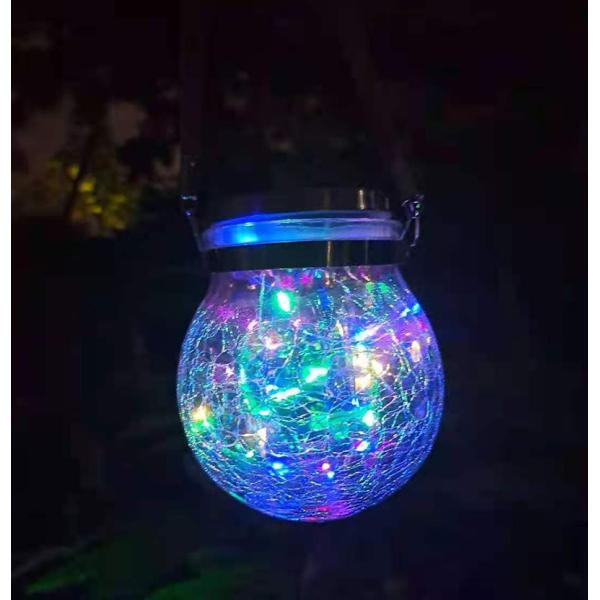 Crackle LED Solar Lights Patio Glass Hanging Lights Wishing Christmas Mason Jar Lights
