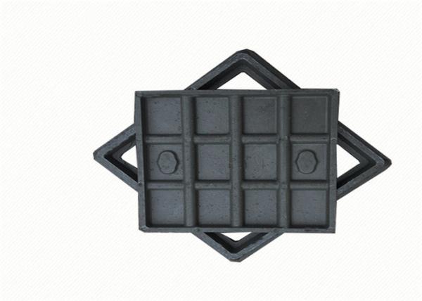 Anti Impact Square Cast Iron Drain Cover Locking Hinge Manhole Cover Black Color