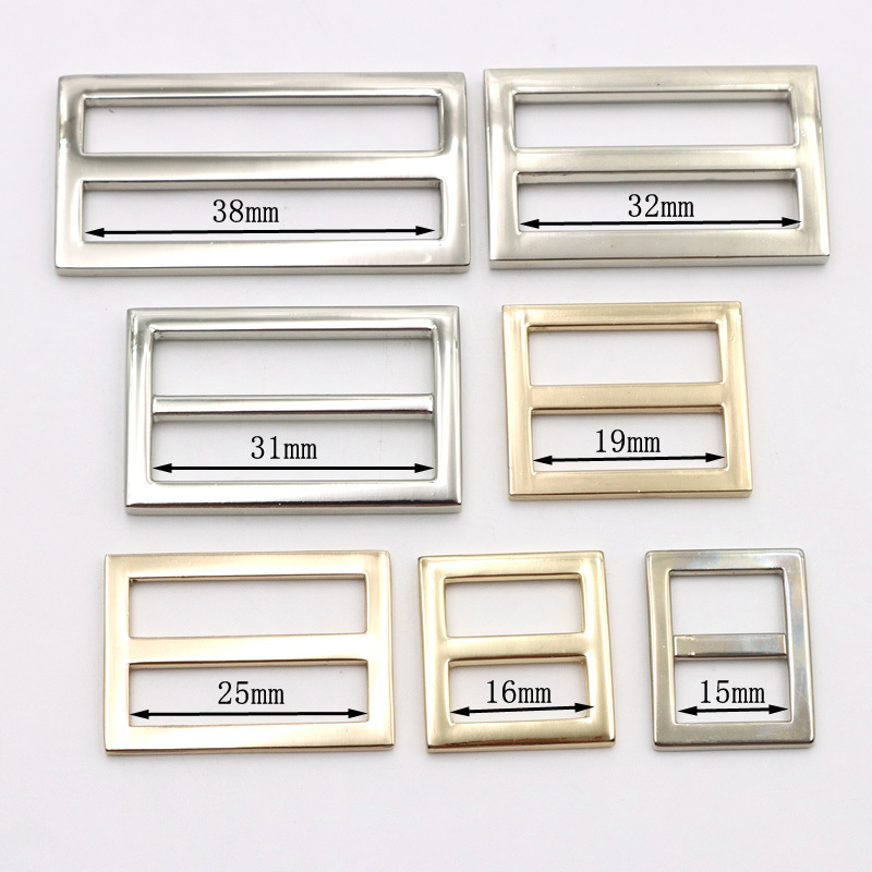 Bag Parts & Accessories Metal Square Loop Buckle Strap Adjuster Slider Zinc Alloy Metal Frame Buckle 