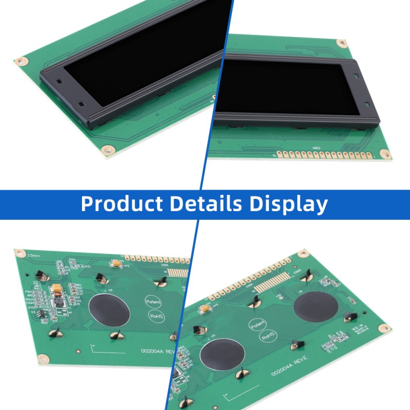 OLED002004A Black Film,Character LCD Module, WS0010-TX Controller, Parallel Port Interface, 77x25.2mm View Size, Working Temperature -40+80 Display