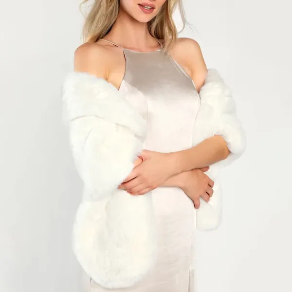 White Faux Fur Stole  Soft Plush Faux Fur Accessories
