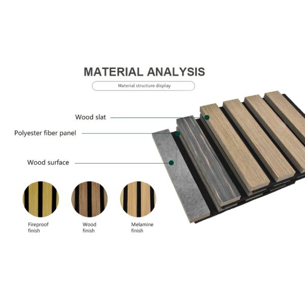 Slatted Aku Panel 3 Side Acoustic Flame Resistant Wooden Sound Absorbing Felt Panels
