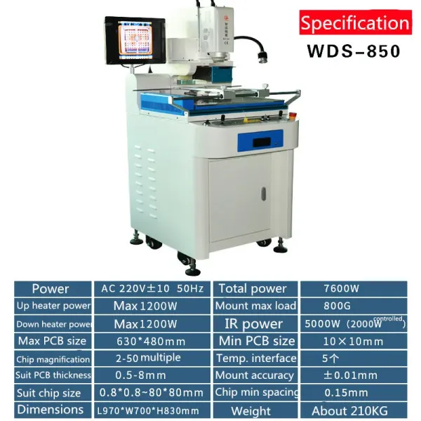 Station de réparation BGA de capacité nominale de 4200 W avec 100% de cycle de service et 97*70*83CM Spécification pour la réparation automatique de BGA
