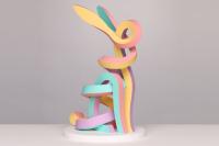Outdoor Stainless Steel Rabbit Dog Sculpture Rainbow Painted Finish
