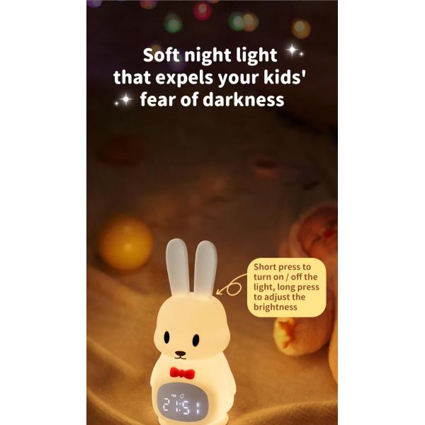 Lâmpada de mesa de silicone com alarme de luz noturna com ecrã LED digital e sono