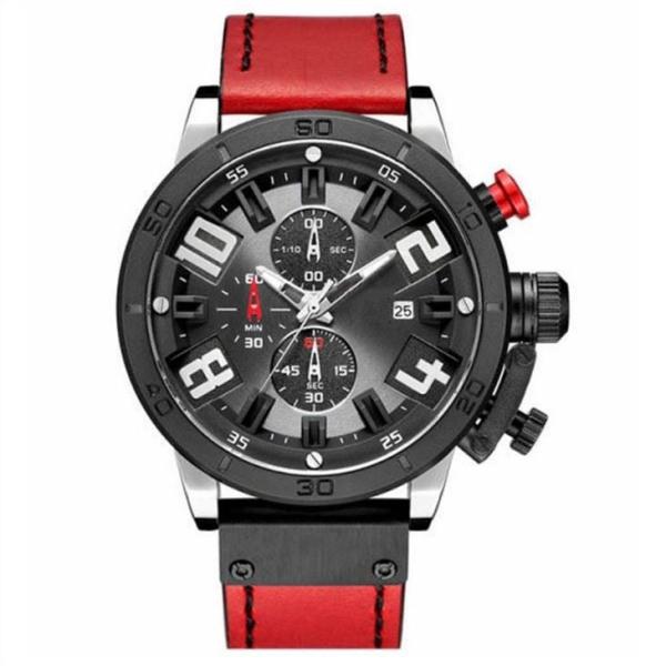 Mens Leather Strap Versatile Watches Pin Buckle Alloy Case Chronos Sport Watch