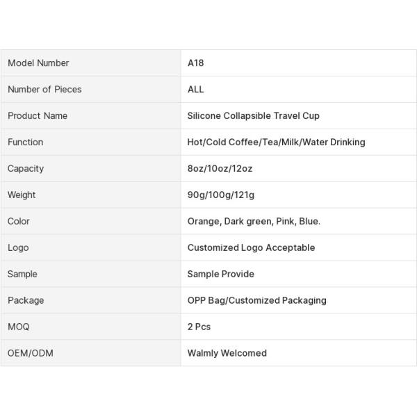 8 унций 10 унций 12 унций Силиконовая бутылка с складной водой Нетоксичная
