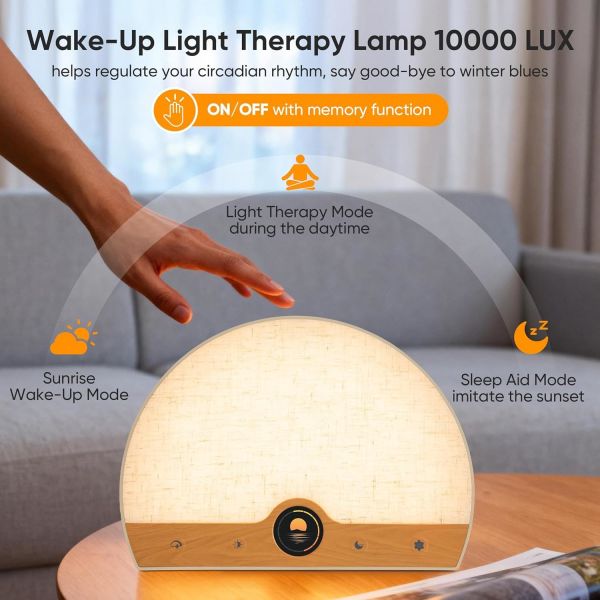 24W Natural Wake Up Light 2700K 4000K 6000K Sunrise Simulation Lamp