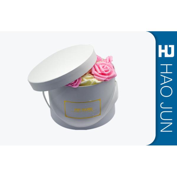Custom Printed Recycled White Paper Cardboard Flower Boxes With Handle