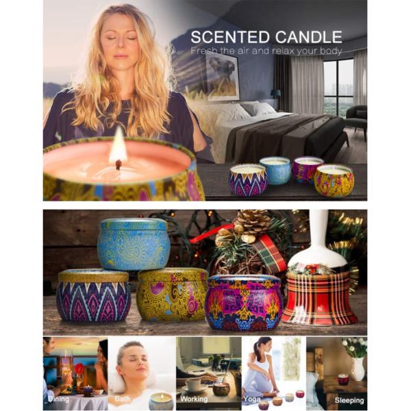 Custom Retro Patterns Travel Metal Jar Scented Candle Tin Candle Gift Sets