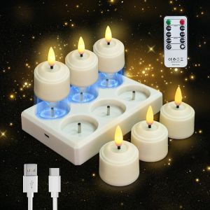 Customized Battery Tea Candles Cylindrical LED Votive Tea Lights Rechargeable