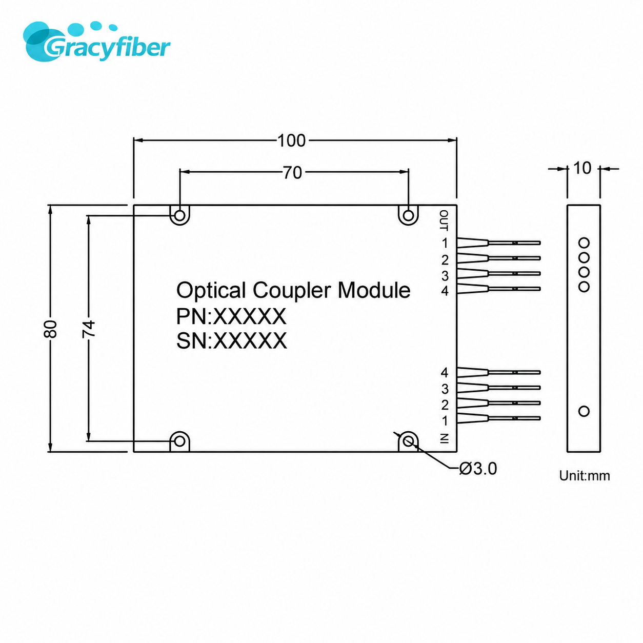 4x4 Filter PM Fiber Coupler 1550nm Polarization Maintaining Fiber Splitter 25:25:25:25