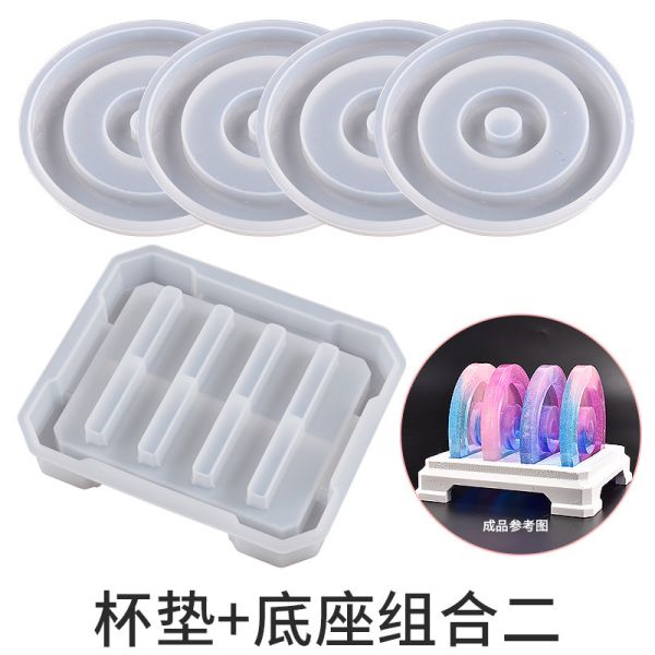 DIY crystal dropper resin gypsum coaster circular coaster holder storage box mirror silicone mold