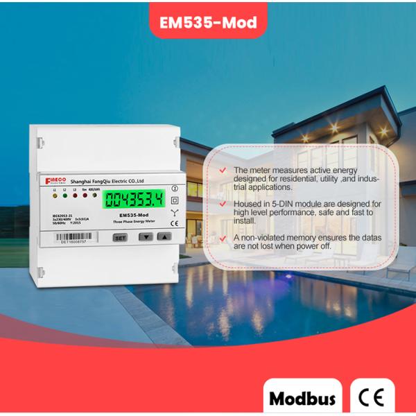 Output Voltage 3*230/400V high precision DC connected 3 phase electric meter with jammer