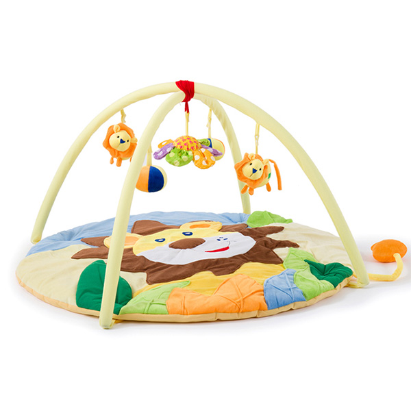 Washable Round Lions Plush Baby Mat Newborn Tummy Time Gym Mat