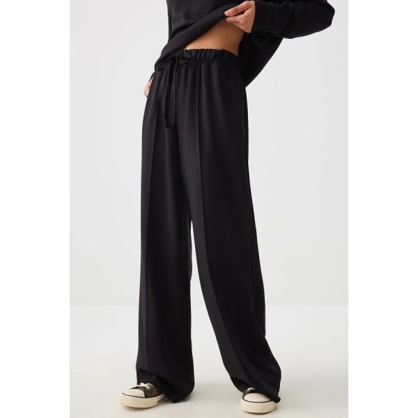 Women's Satin-Finish Hoodie & Wide-Leg Pants Set - 2 Piece Loungewear
