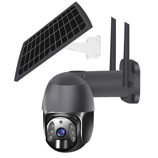 30M IR Distance IP66 Wifi PTZ Camera , 10W Solar Dome Camera White Black Color