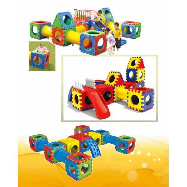 Combination Indoor Playground Kids Toys For Plastic Link Building Blocks Slide