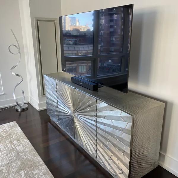 Mirrored Metal Sideboard Cabinet TV Stand Buffet Storage Unit OEM