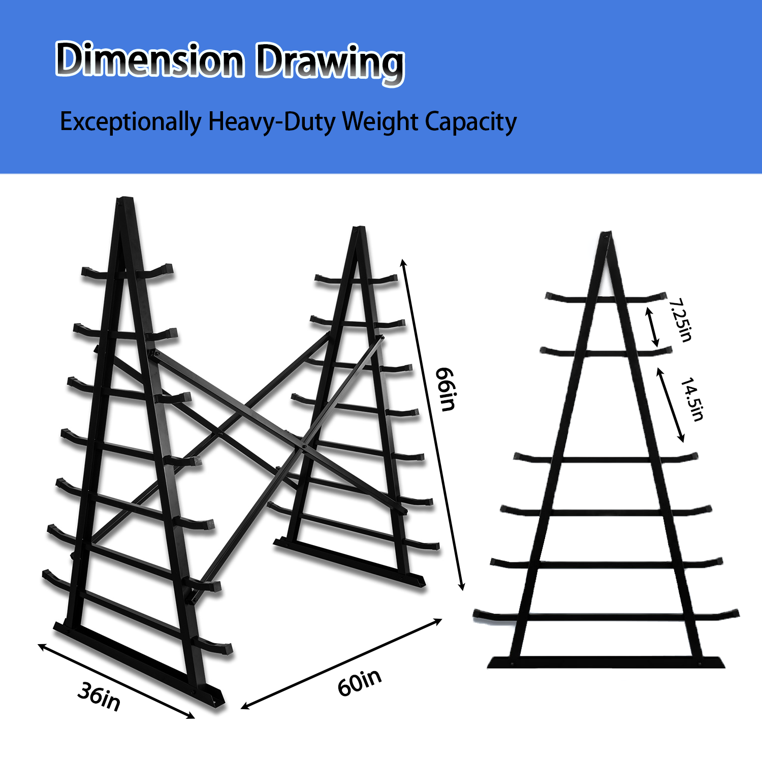 2000LBS X-Shaped Horizontal Storage Rack High Carbon Steel Anti-Rust Coating Plastic End Caps Ground Fix Holes