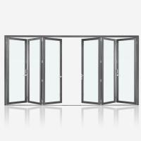 Tempered Glass Aluminum Folding Windows in Gold Oak for Convention Centers