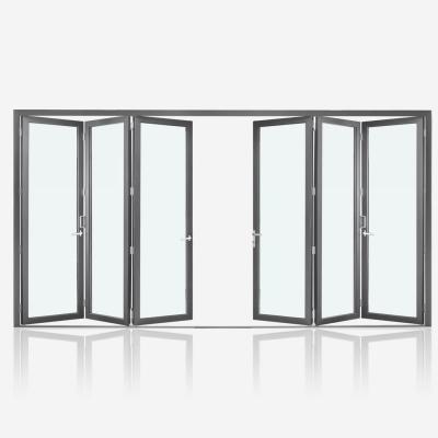 Tempered Glass Aluminum Folding Windows in Gold Oak for Convention Centers