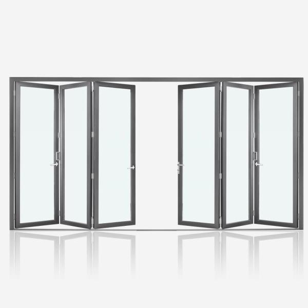 Tempered Glass Aluminum Folding Windows in Gold Oak for Convention Centers