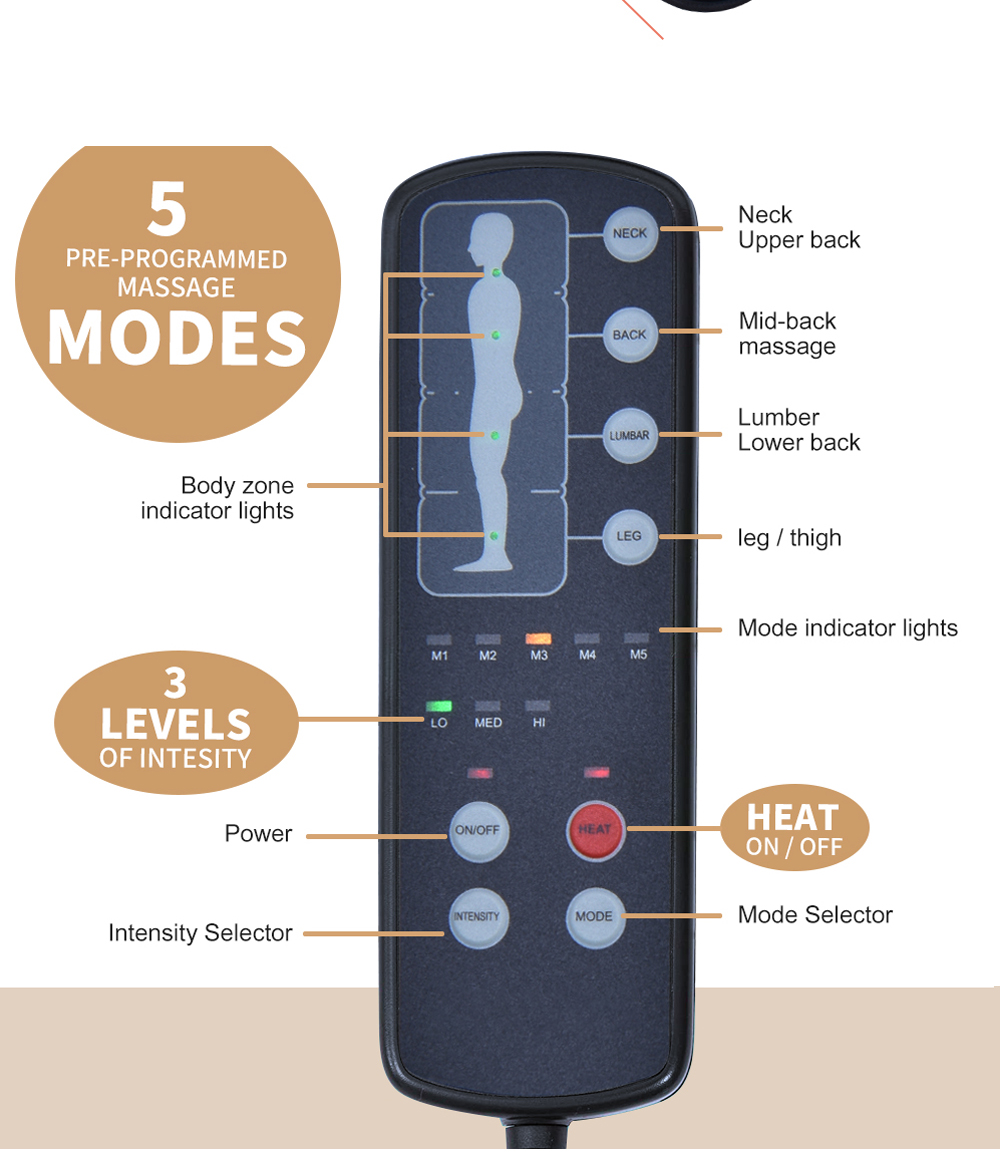Body Vibration Motors and Therapy Heating Pad Massage Bed Topper Memory Foam Mattress for Adults