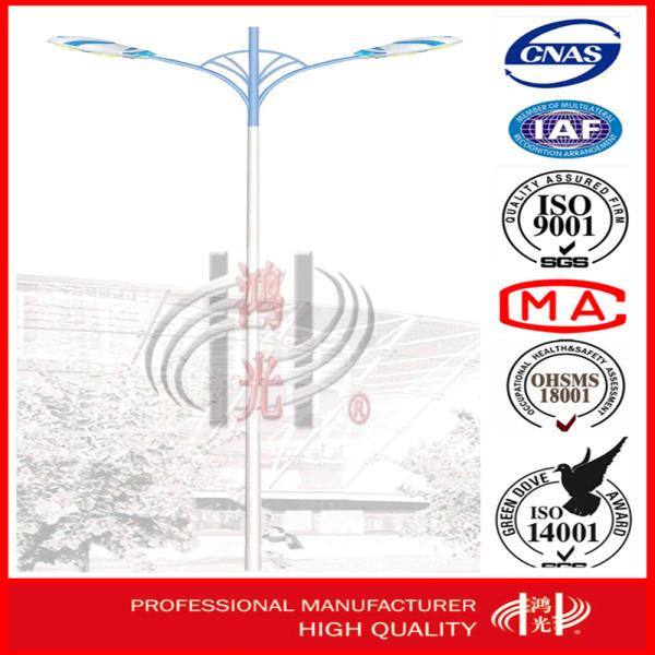 столб уличного фонаря двойных рукояток 9M напольный с нержавеющей сталью горячего погружения гальванизированной