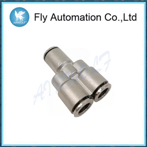 Y Union Pneumatic Connector 6560 Series , Nickel Plated Brass Pneumatic Fittings
