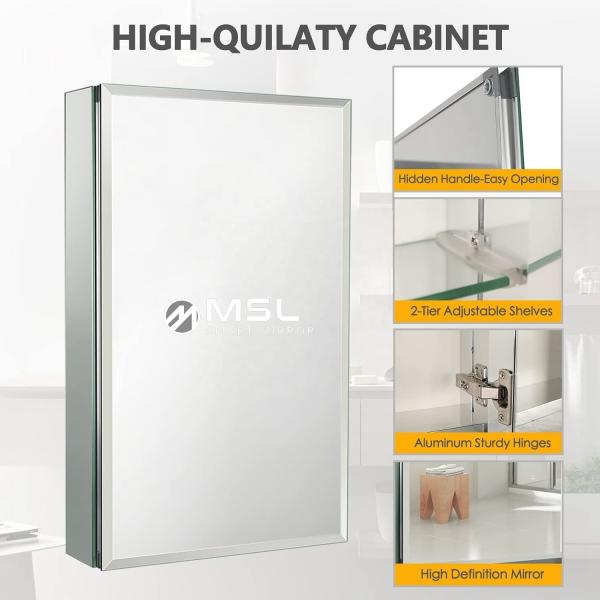 Square LED Light Mirror Cabinet Customized Medicine Cabinet With Light
