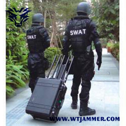 UHF VHF GPS WIFI Cell phone Jammer Portable Bomb Gas Station Oil Depot High power waterproof Blaster Shelter