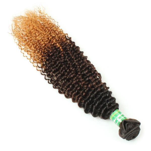 AAAAAAA Good Quality Human Hair Weft Kinky Curl Hair Extensions Ombre Colored