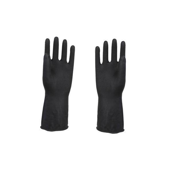 Waterproof Unlined Rubber Safety Gloves , Heavy Duty Black Rubber Gloves