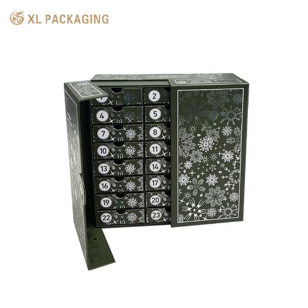 Silver Foil 24 Drawer Advent Calendar Gift Box for Coffee & Chocolate