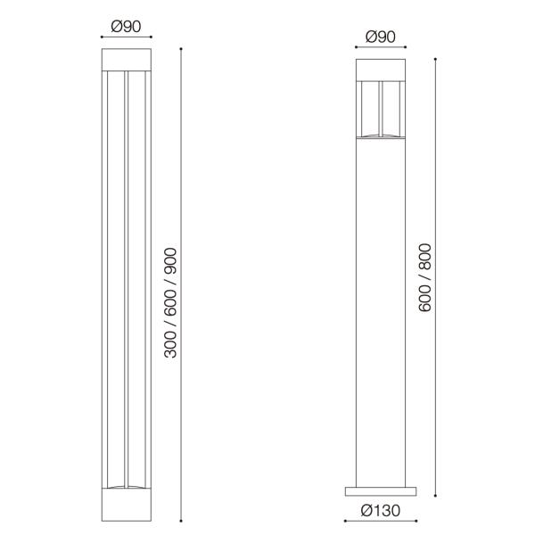 COB 6W LED Bollard Light 450lm Decorative Lawn Lights Aluminum Landscape Pathway Light